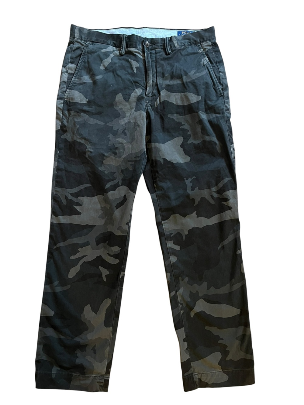Polo Ralph Lauren Stretch Chino Camo Pants 32x30 Black Gray Military Straight